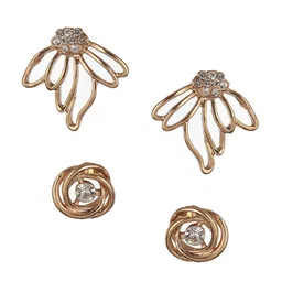DressBerry Gold-Toned Set of 2 Gold-Plated Classic Studs Earrings image 2