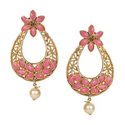 ANIKAS CREATION Gold-Plated Artificial Stones Contemporary Chandbalis image 2