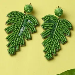 SOHI Gold Plated Leaf Shaped Drop Earrings image 2