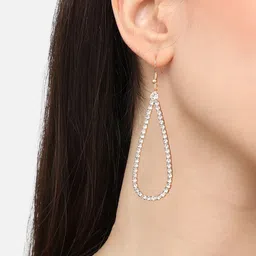 SOHI Gold Plated Teardrop Shaped Drop Earrings image 2