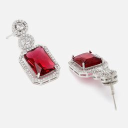 Aazeen Rhodium-Plated Geometric Drop Earrings image 2