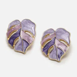 SOHI Gold-Plated Leaf Shaped Studs Earrings image 4