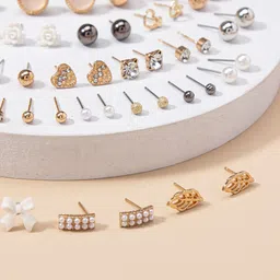 Shining Diva Fashion Set of 30 Contemporary Studs Earrings image 3