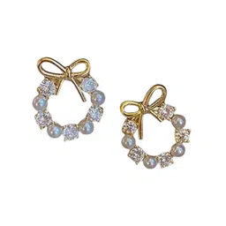 styledose Gold-Plated Artificial Stones Studded Circular Studs image 4