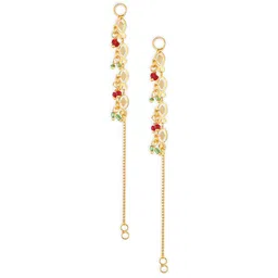 Vighnaharta Set Of 2 Gold-Plated Drop Ear Chain image 3