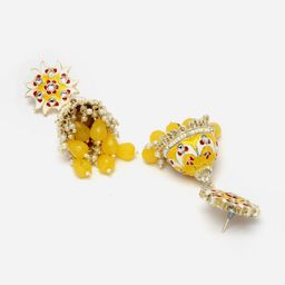 ZENEME Gold Plated Dome Shaped Kundan Jhumkas image 3