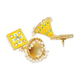 OOMPH Kundan Studded Geometric Jhumkas image 3