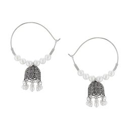 PRIVIU Silver Plated Pearls Dome Shaped Jhumkas image 3
