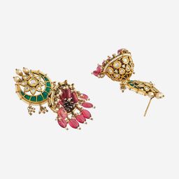 Kushal's Fashion Jewellery Dome Shaped Kundan Studded Jhumkas image 3