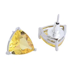 THE AAB STUDIO Rhodium-Plated Artificial Stones Studded Triangular Studs Earrings image 3