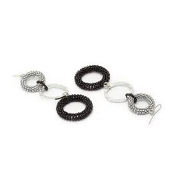 Madame Silver-Plated Black & White Circular Drop Earrings image 3