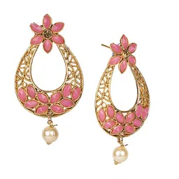 ANIKAS CREATION Gold-Plated Artificial Stones Contemporary Chandbalis image 3