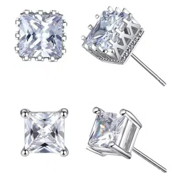 OOMPH Set Of 2 Cubic Zirconia Studded Square Studs image 3