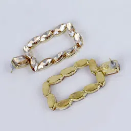 VAGHBHATT Gold-Toned Geometric Drop Earrings image 3