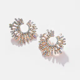 SOHI Silver Plated Contemporary Studs Earrings image 3