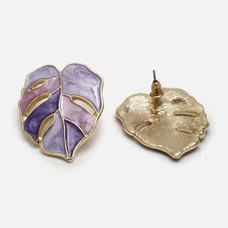 SOHI Gold-Plated Leaf Shaped Studs Earrings image 2