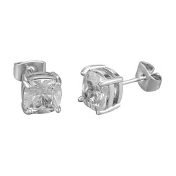 Peora Silver-Plated Square Shaped American Diamond Studded Studs Earrings image 4