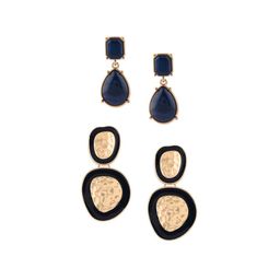 Zaveri Pearls Set Of 2 Gold-Plated Contemporary Drop Earrings image 4