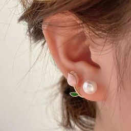 PolluxCraft Gold-Plated Artificial Pearls Contemporary Studs image 2