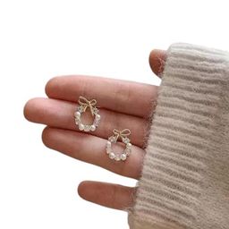 styledose Gold-Plated Artificial Stones Studded Circular Studs image 2