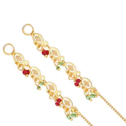 Vighnaharta Set Of 2 Gold-Plated Drop Ear Chain image 4