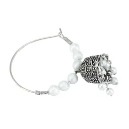 PRIVIU Silver Plated Pearls Dome Shaped Jhumkas image 5