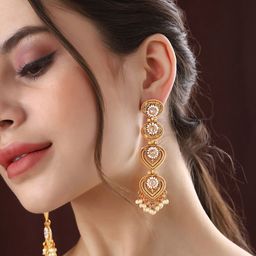Priyaasi Gold-Plated Contemporary Drop Earrings-35