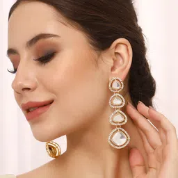 Priyaasi Gold-Plated Contemporary Drop Earrings-56