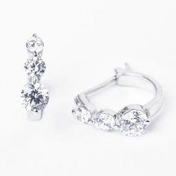 Clara 925 Sterling Silver Rhodium-Plated Contemporary Hoop Earrings image 4
