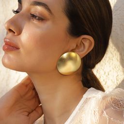 Rubans 22KT Gold Plated Brass Circular Stud Earrings-image-85