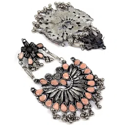 VAGHBHATT Silver Plated Circular Drop Earrings image 3