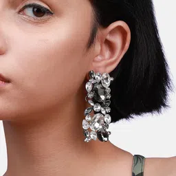 SOHI Silver-Plated Square Drop Earrings image 5