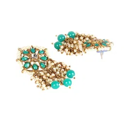 Jazz and Sizzle Gold Plated Artificial Stones and Beads Geometric Drop Earrings image 4