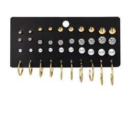 Peora Set of 25 Gold-Plated Contemporary Studs Earrings image 4