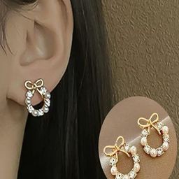 styledose Gold-Plated Artificial Stones Studded Circular Studs image 3