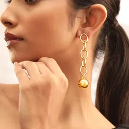 Rubans Voguish Gold-Plated Classic Linked Chain Drop Earrings image 3