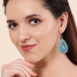 Rubans Silver-Plated Teardrop Shaped Earrings-image-49