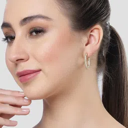 Bohey by KARATCART Gold-Plated Contemporary Half Hoop Earrings image 5