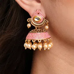 KARATCART Contemporary Jhumkas Earrings image 5