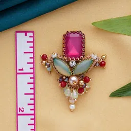 EVERSTYLISH Artificial Stones Studded And Beaded Contemporary Shaped Drop Earrings image 5