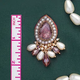everstylish EVERSTYLISHArtificial StonesStudded And Beaded Teardrop Shaped Drop Earrings image 5
