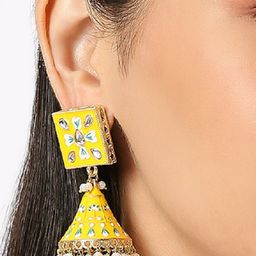 OOMPH Kundan Studded Geometric Jhumkas image 5