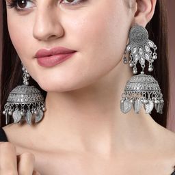 NVR Silver-Plated Oxidised Dome Shaped Jhumkas-82