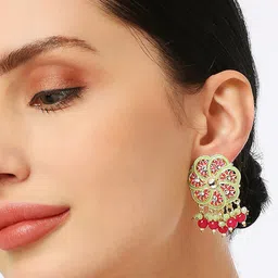 OOMPH Floral Meenakari Studs Earrings-image-5