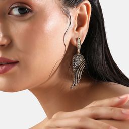 SOHI Gold-Plated Artificial Stones Studded Contemporary Drop Earrings image 3