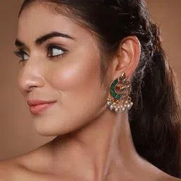 Jazz and Sizzle Peacock Shaped Chandbalis Earrings image 2