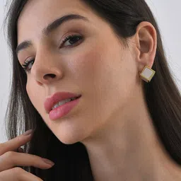SOHI White Contemporary Studs Earrings-55