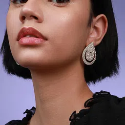 SOHI Gold-Plated Teardrop Shaped Drop Earrings image 5