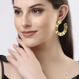 NVR Gold-Plated Contemporary Studs Earrings-image-77