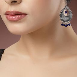 NVR Silver-Plated Oxidised Chandbali-12